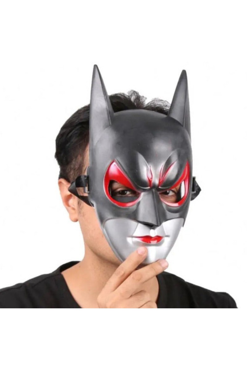 Kırmızı Gözlü Siyah Batman Maske Lastikli Batgirl Maskesi 28x17 cm