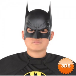 Siyah Renk Çocuk Boy Arkadan Lastikli Batman Maskesi A Kalite 20x14 cm
