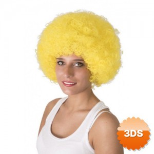 Sarı Renk Kıvırcık Afro Bonus Peruk