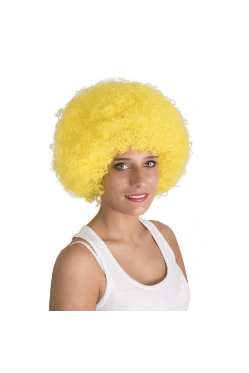 Sarı Renk Kıvırcık Afro Bonus Peruk