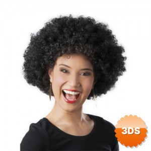 Siyah Renk Kıvırcık Afro Bonus Peruk Parti Peruğu