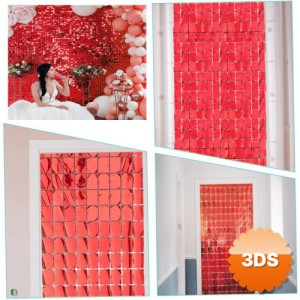 Ekstra Metalize Kırmızı Dikdörtgen Kesim Kapı Perdesi 1x2 Metre