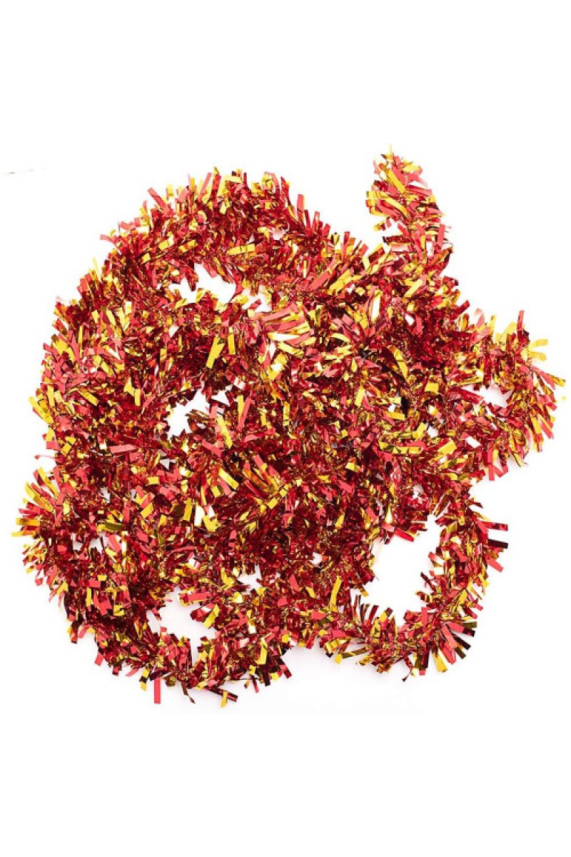 Kırmızı Altın Renk 4 cm Genişlik Garland Çift Renk Sim Süs 180 cm
