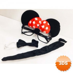 Minnie Mouse Gözlüğü Papyonu Kuyruğu Seti