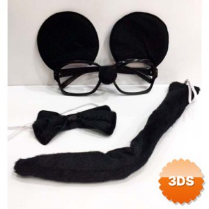 Mickey Mouse Gözlüğü Papyonu Kuyruğu Seti