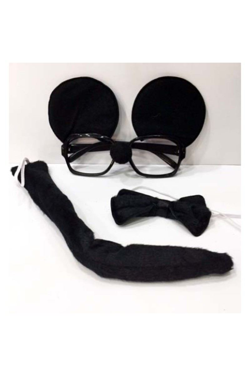 Mickey Mouse Gözlüğü Papyonu Kuyruğu Seti