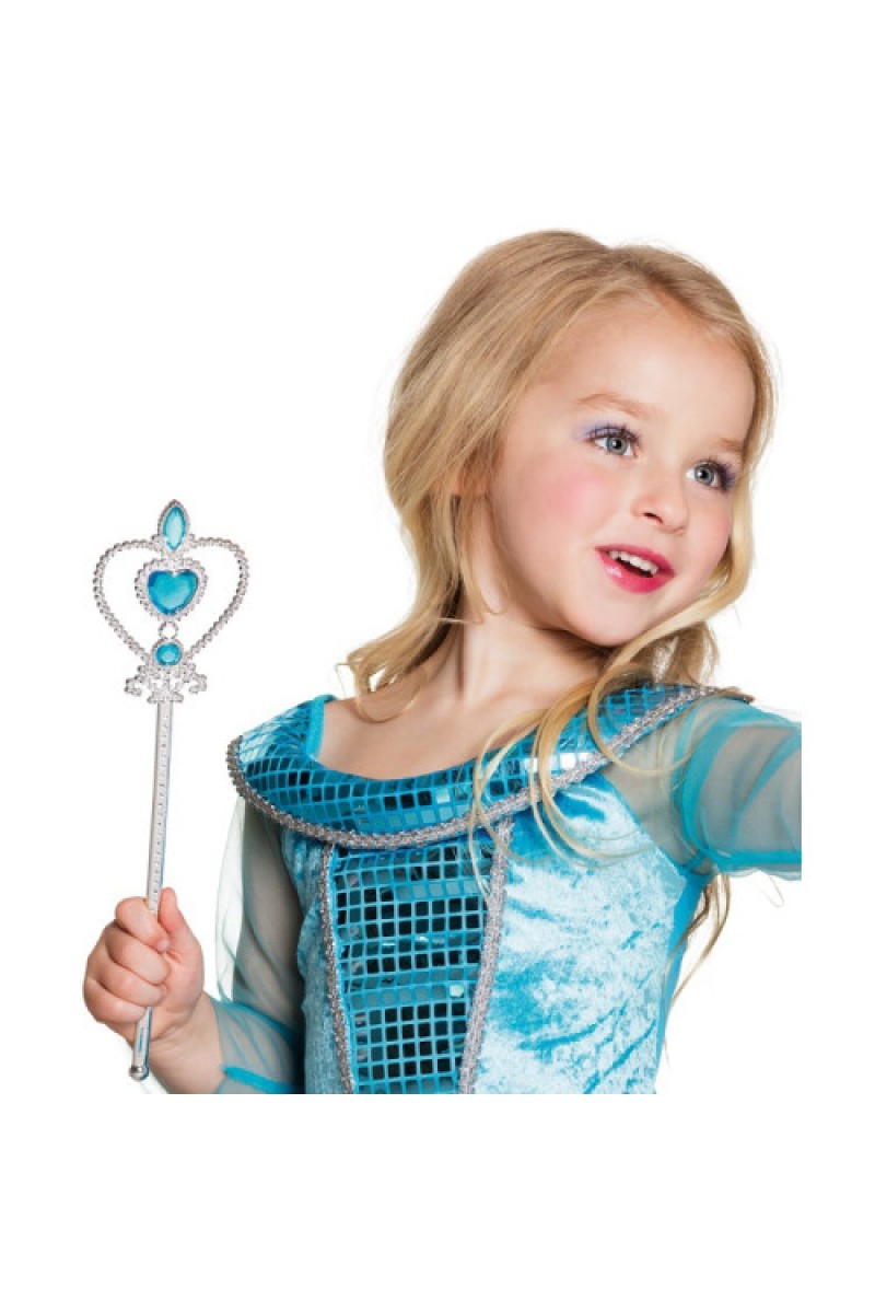 Karlar Ülkesi Elsa Asası, 32 cm Mavi Kalp İşlemeli