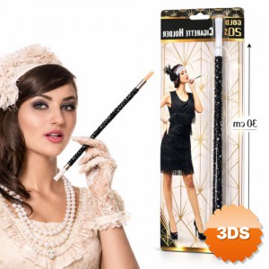 30 cm Siyah Payetli Sigara Tutacağı 1920'ler Gatsby Parti Aksesuarı