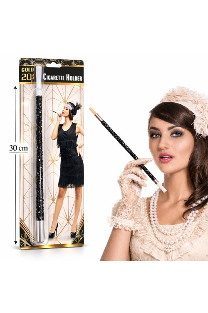 30 cm Siyah Payetli Sigara Tutacağı 1920'ler Gatsby Parti Aksesuarı