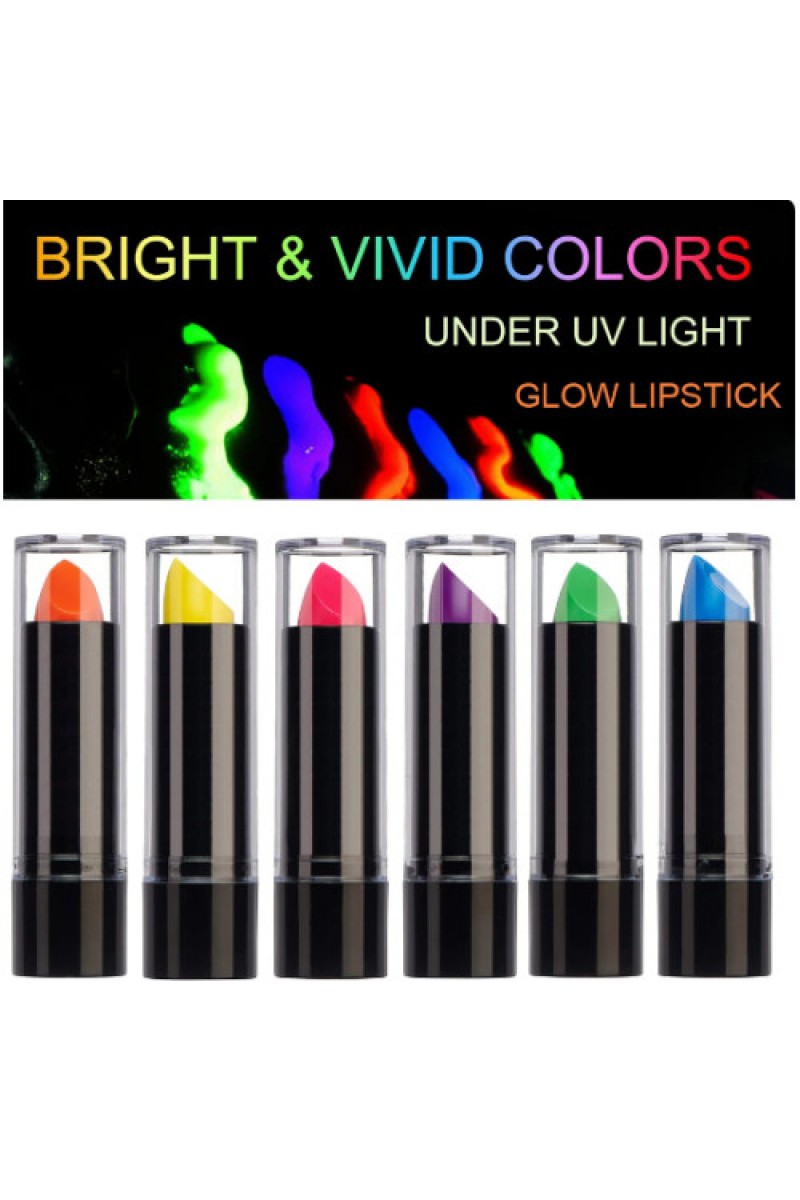 Karanlıkta Parlayan Yanan UV Neon Ruj Yüz Boyama 6 Adet 6 Renk