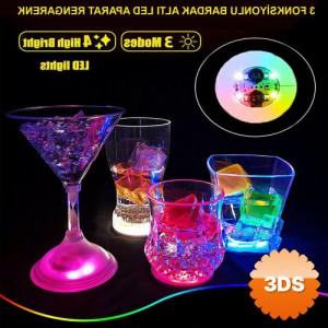 Işıklı Yapışkanlı Bardak Altı Aparatı LED'li 3 Modlu 6 cm Çap 1 Adet