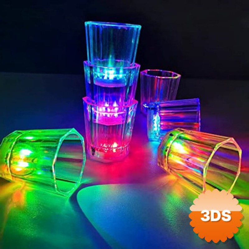 Renkli LED Parlayan Fiber Optik Glow Işıklı Bardak 5,5 x 5,5 cm