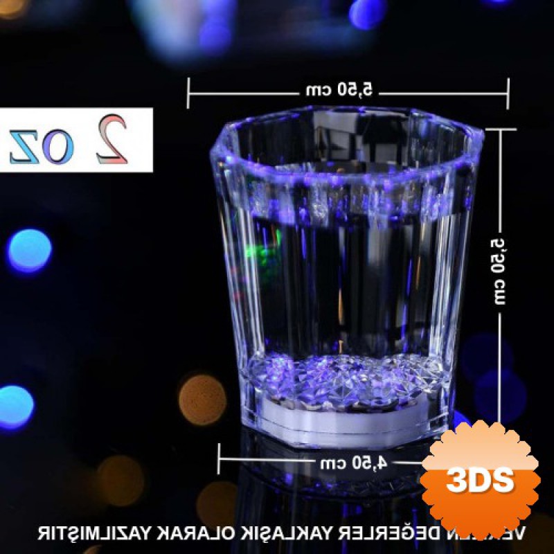 Renkli LED Parlayan Fiber Optik Glow Işıklı Bardak 5,5 x 5,5 cm
