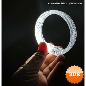 Beyaz Gümüş LED Işıklı Baskı Yapılabilen Pilli Bileklik 1,5 cm