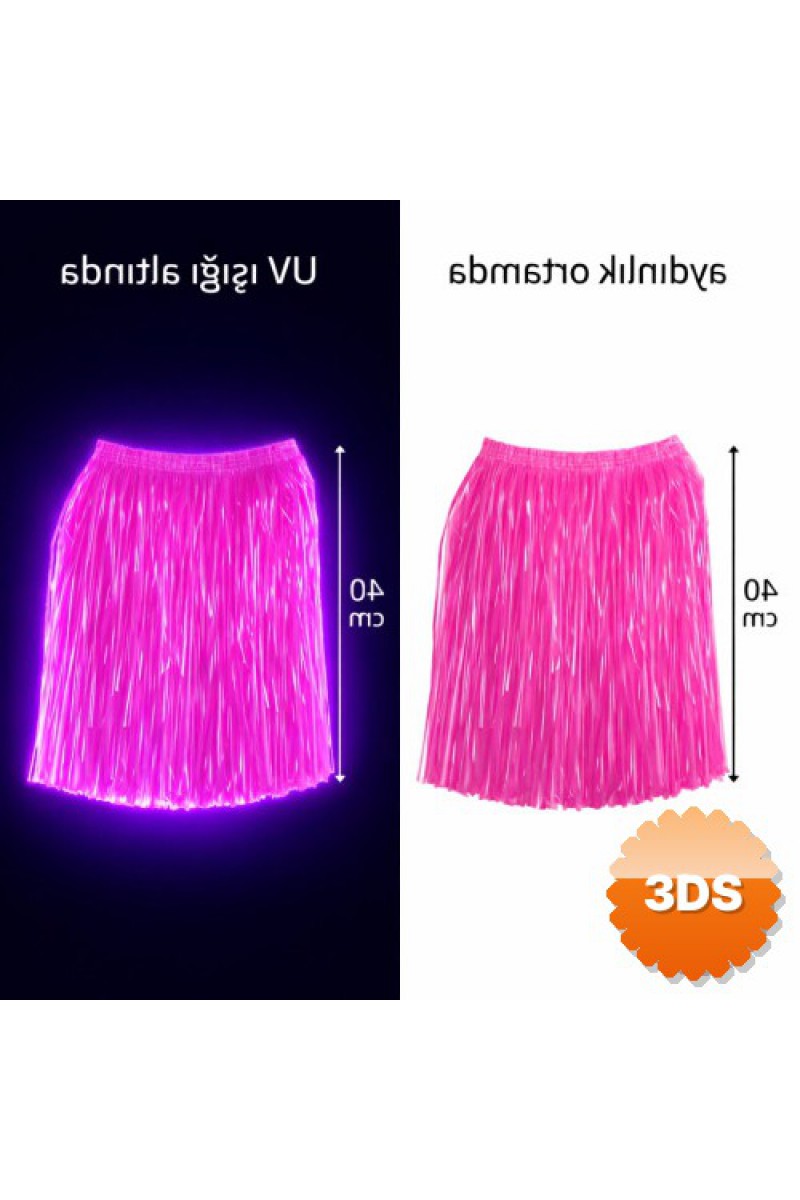 Neon Pembe Hawaii Parti Eteği 40 cm