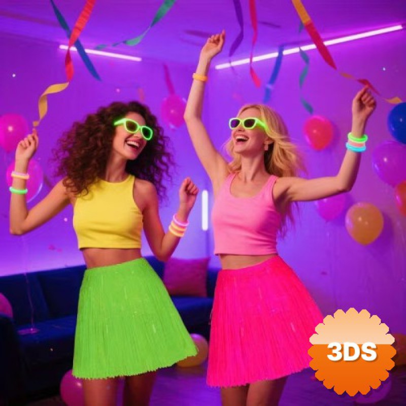 Neon Pembe Hawaii Parti Eteği 40 cm