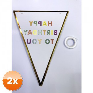 2 Paket Happy Birthday To You Flama Bayrak Süs 3 Metre 10 Bayrak