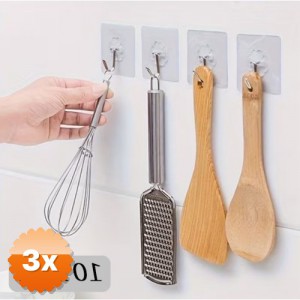 3 Paket 10 Adet Kendinden Yapışkanlı Şeffaf Askı