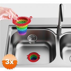 3 Adet Renkli 6 Kademeli Lavabo Süzgeci