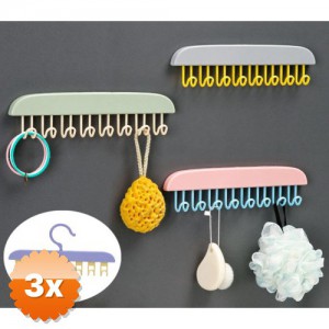 3 Adet 8 Kancalı Çok Amaçlı Yapışkanlı Askı