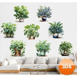 Saksılı Çiçek Tasarımlı 8'li Sticker MC-480A