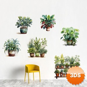 6'lı Sticker Saksılı Çiçek Modelleri MC-480C 30x90 cm