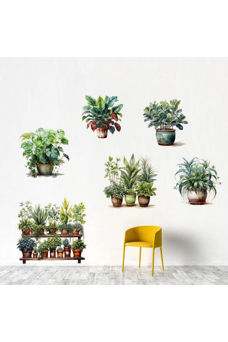 6'lı Sticker Saksılı Çiçek Modelleri MC-480C 30x90 cm