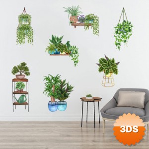 Saksılı Çiçek Tasarımlı Yapışkanlı Sticker MC-480D
