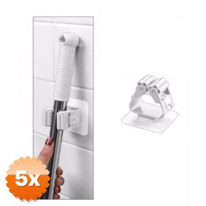 5 Adet Yapışkanlı Pratik Mop Tutucu Beyaz