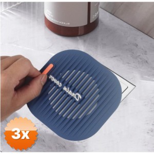 3 Adet Süzgeçli Lavabo Gider Koruyucu Mat, Gri Esnek Silikon