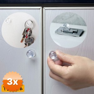 3 Adet 4 Adet Kristal Tasarımlı Çok Amaçlı Yapışkanlı Tutacak Buton