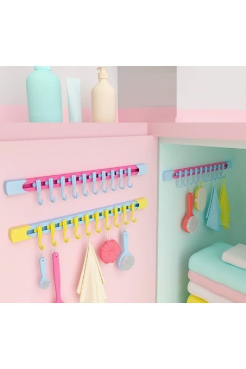 10 Kancalı Raylı Mutfak ve Banyo Düzenleyici Askı 30 cm