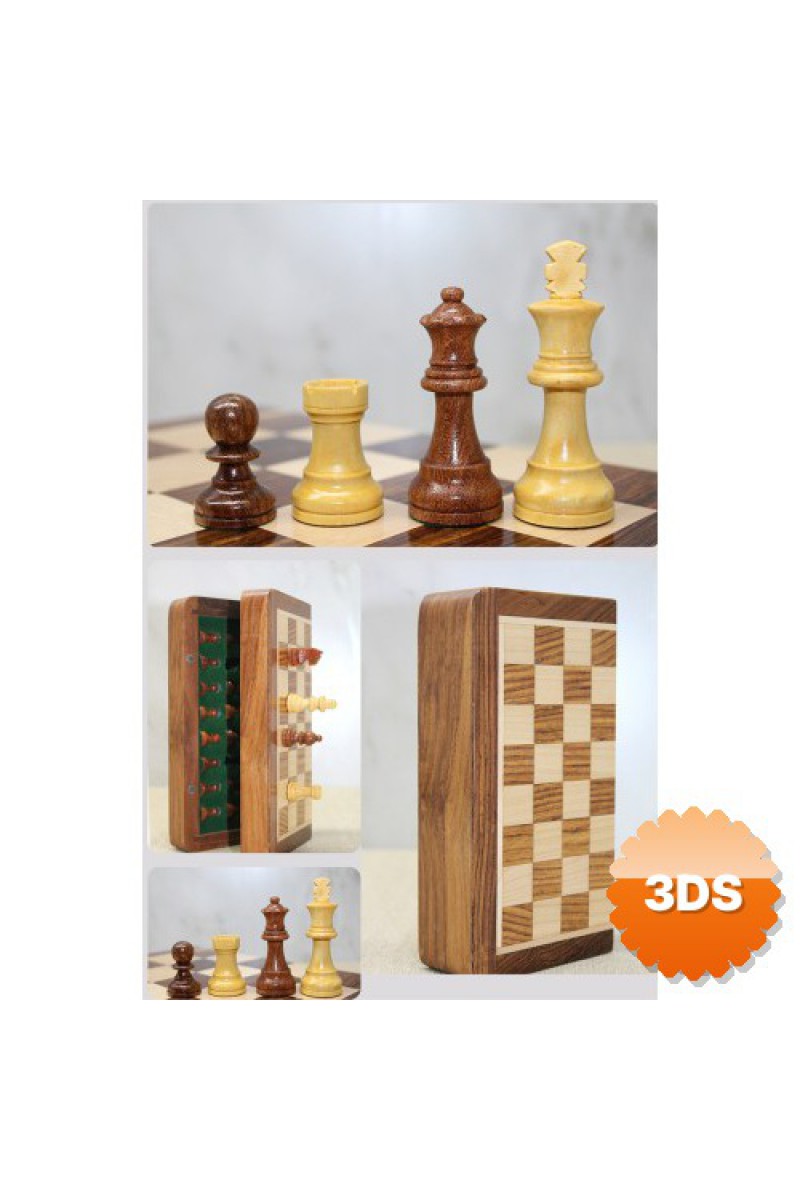 Mıknatıs Taşlı Ahşap Katlanabilir Satranç Oyunu 12.5 cm
