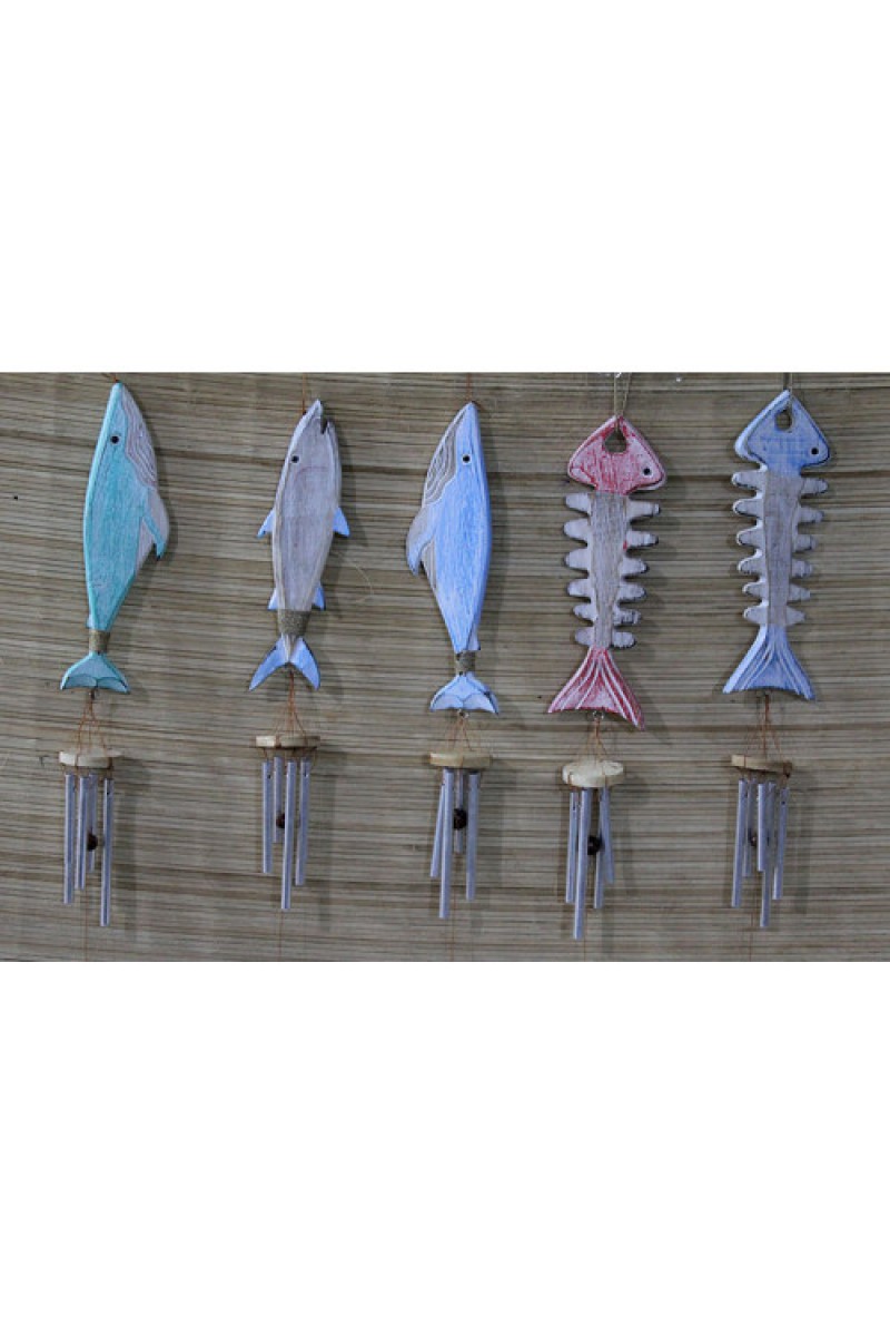Ahşap Balıklı Metal Çan 70 cm