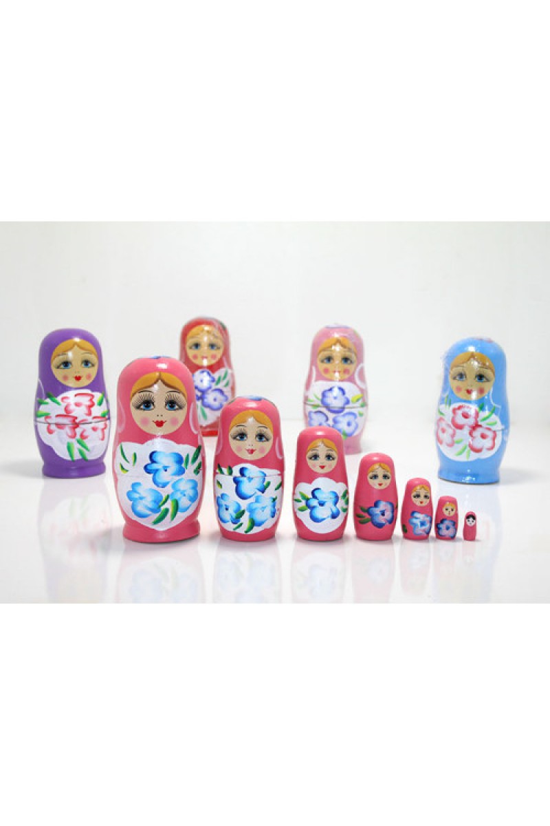 7'Li Ahşap Matruşka 16 cm