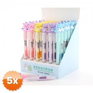 5 Adet 07 Uçlu LED'li Dinozor Tasarımlı Kurşun Kalem 17 cm