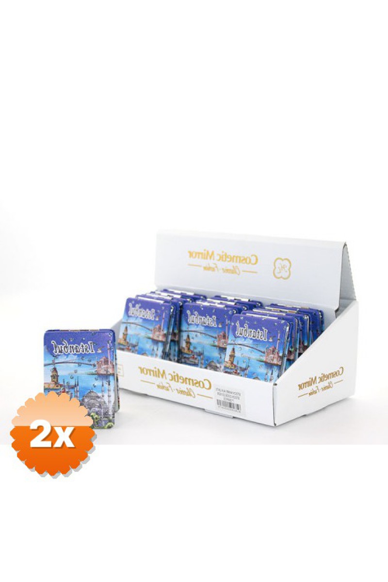 Taşlı İstanbul Tasarımı El Aynası İnce 8.5x6 cm