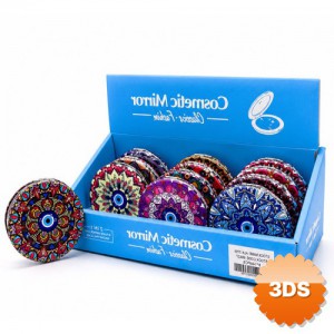 Taşlı El Aynası, Yuvarlak İnce 7x7 cm Çanta İçi Makyaj Aynası