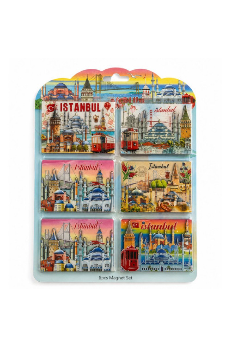 İstanbul Temalı Ahşap Buzdolabı Süsü Magnet 6'lı Set ALK5808