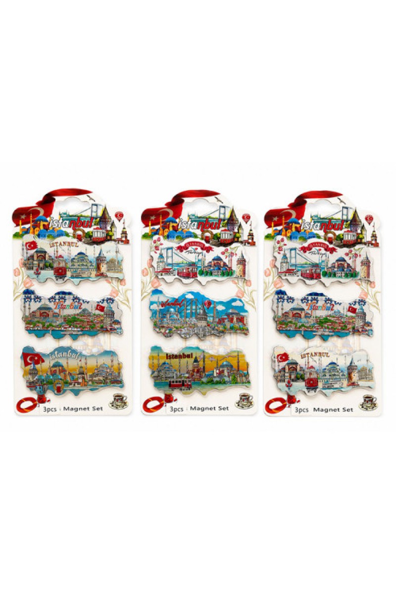 İstanbul Temalı Silikon Buzdolabı Süsü Magnet 3'lü Set