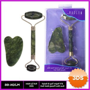 2'li Yeşim Taşı Kutulu Set, Yüz Masaj Roller ve Gua Sha Taşı