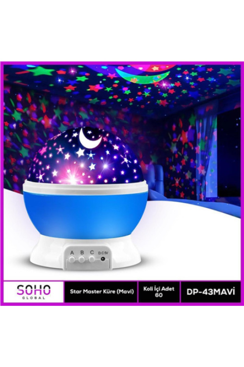 Star Master Dönerli Gece Lambası, 360 Derece RGB Projeksiyonlu