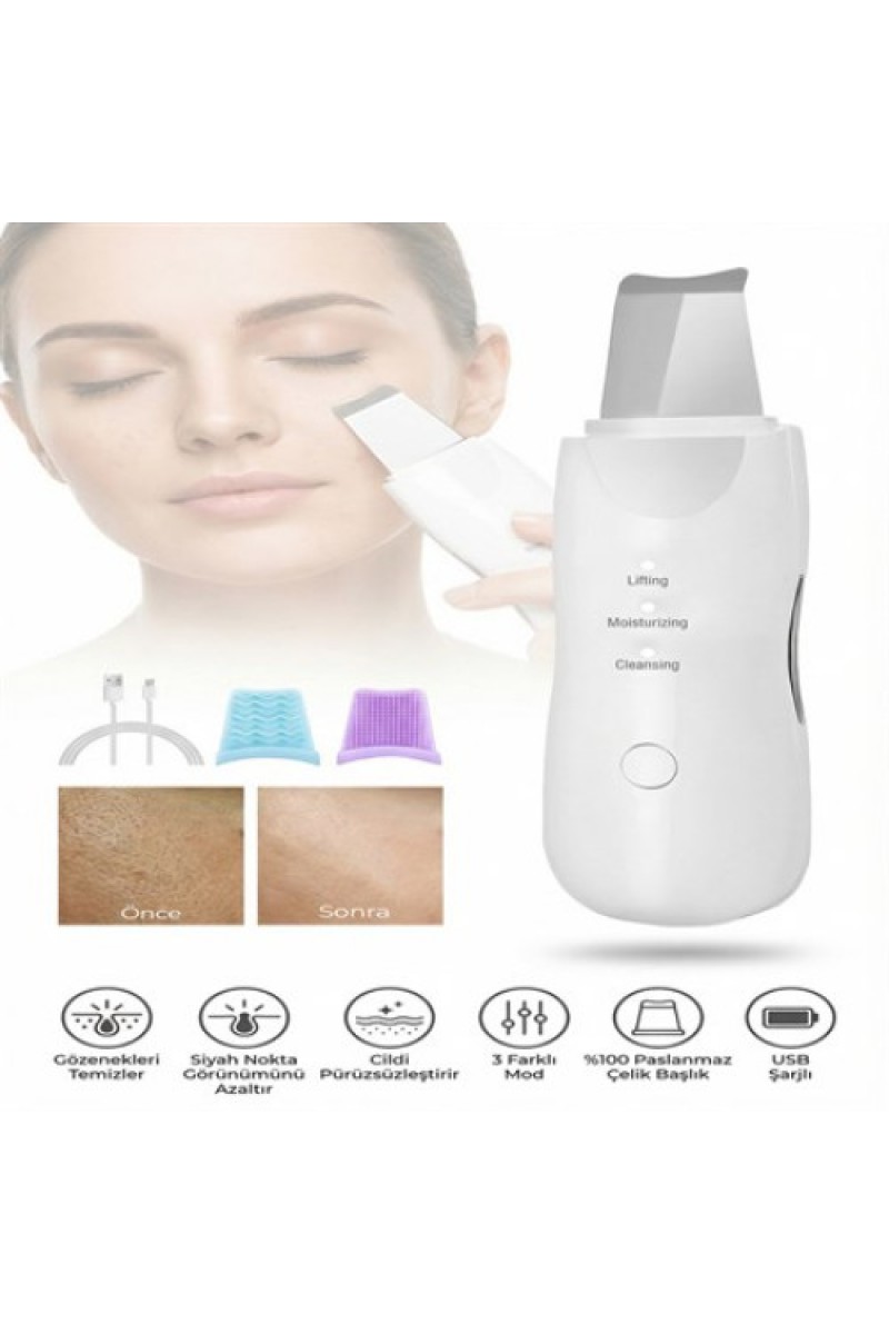 Ultrasonic Siyah Nokta Akne Spatula Şarjlı Cilt Temizleyici