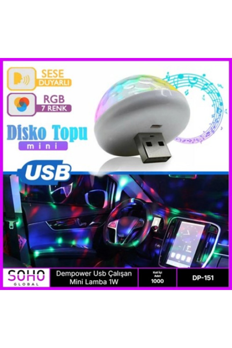 USB Mini LED 4W RGB Özellikli