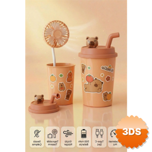Bardak Model Mini Ayıcıklı Şarj Edilebilir Fan