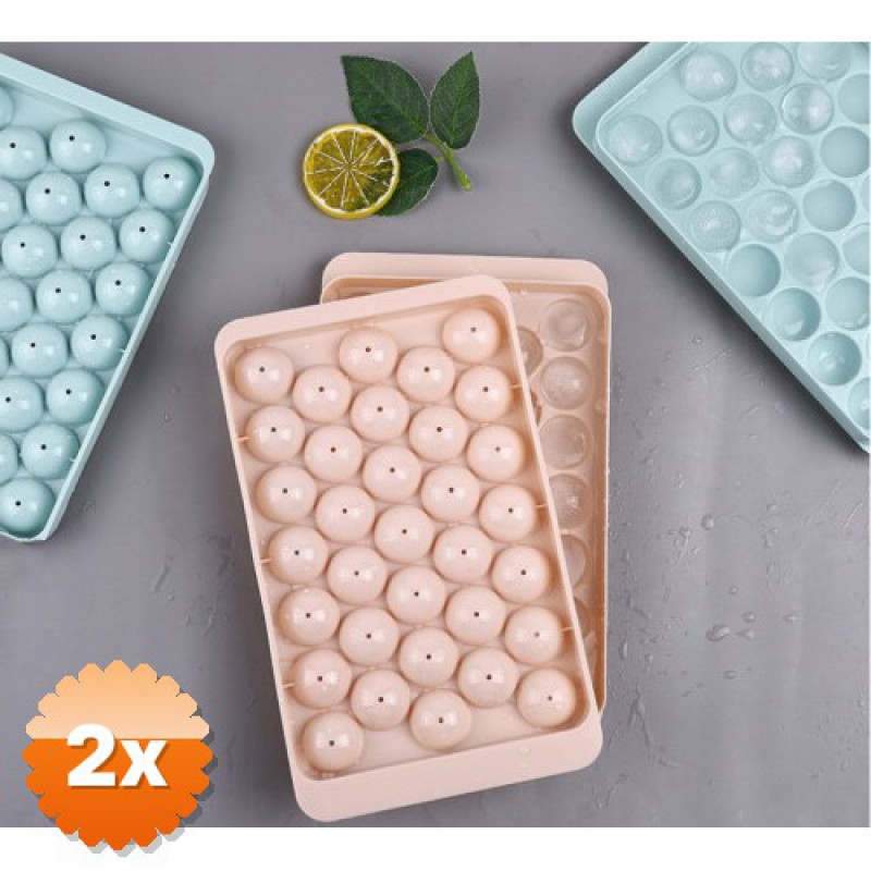 2 Adet 33 Hazneli Küre Buz Kalıbı Pembe