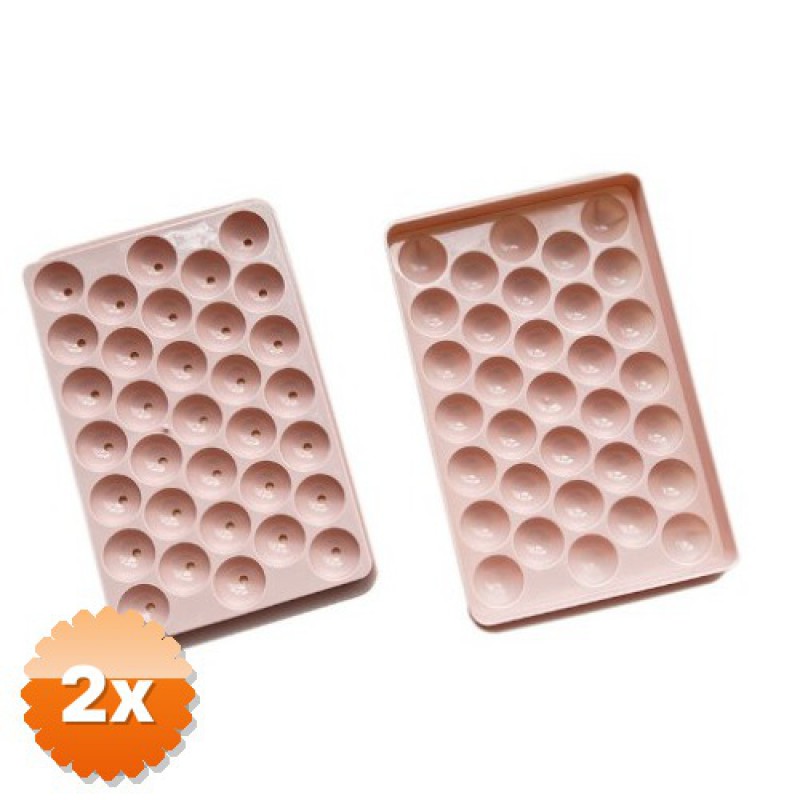 2 Adet 33 Hazneli Küre Buz Kalıbı Pembe