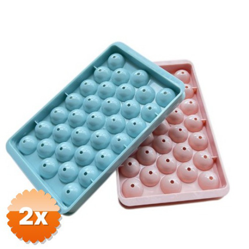 2 Adet 33 Hazneli Küre Buz Kalıbı Pembe