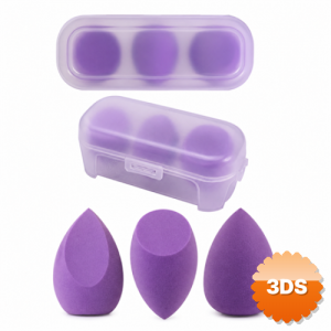 3'lü Standlı Armut Makyaj Süngeri Mor