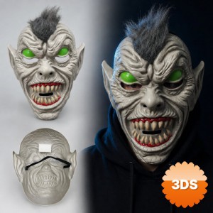 Neon Yeşil Gözlü Saçlı Canavar Plastik Maske